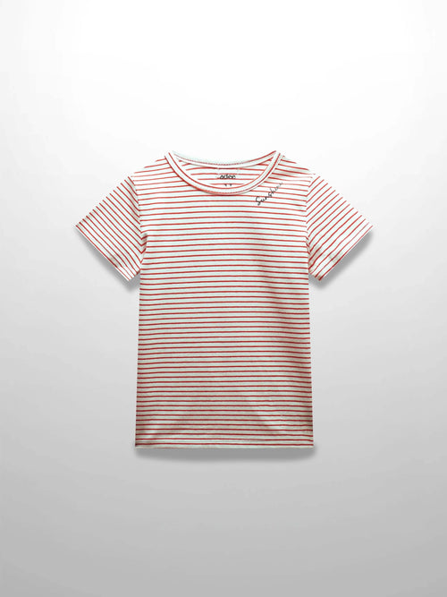 Pink &amp; White Striped Girls Shirt