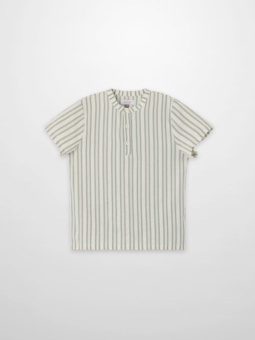 Green striped Adee shirt for boys, dressy short-sleeve top