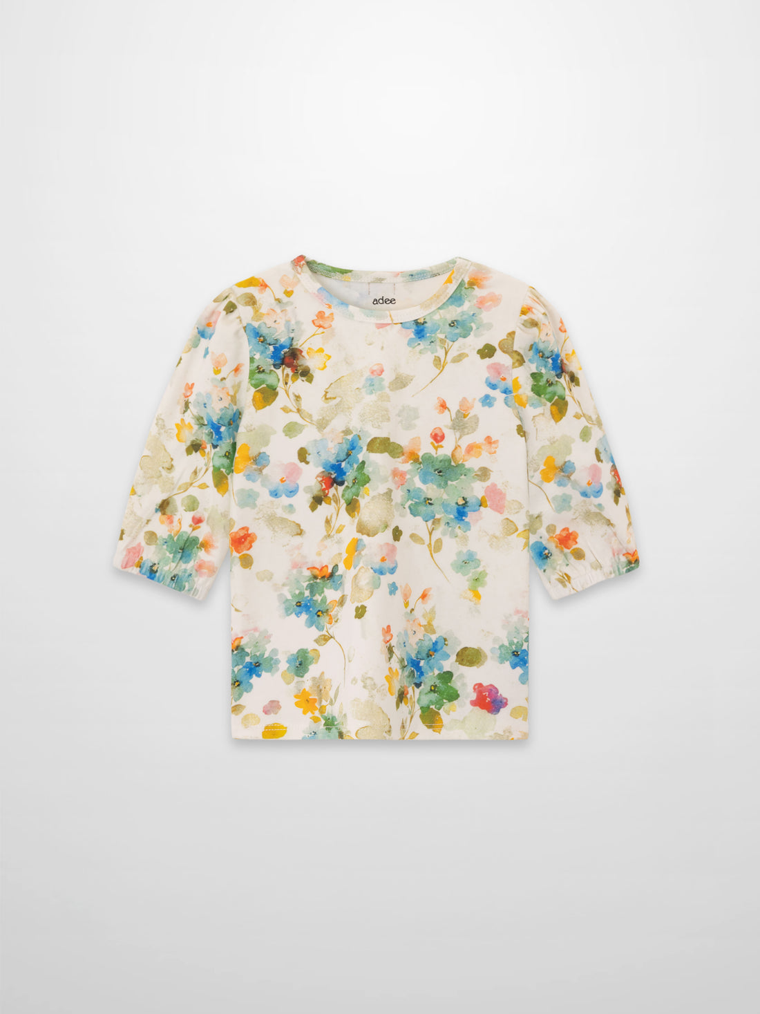 Pastel Flower 3/4 Puff Sleeve T-Shirt