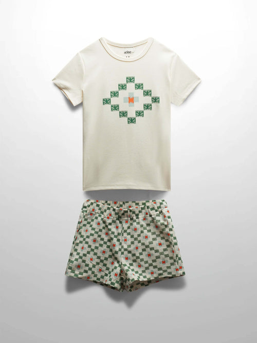 Boys green diamond shorts set
