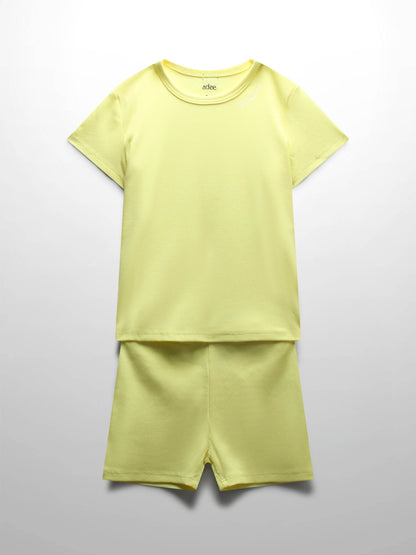 Yellow Ribbed Short Set