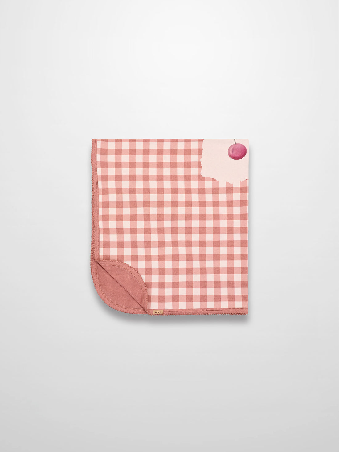 Cherry Frame Blanket, pink-and-white striped swaddle receiving blanket by Adee