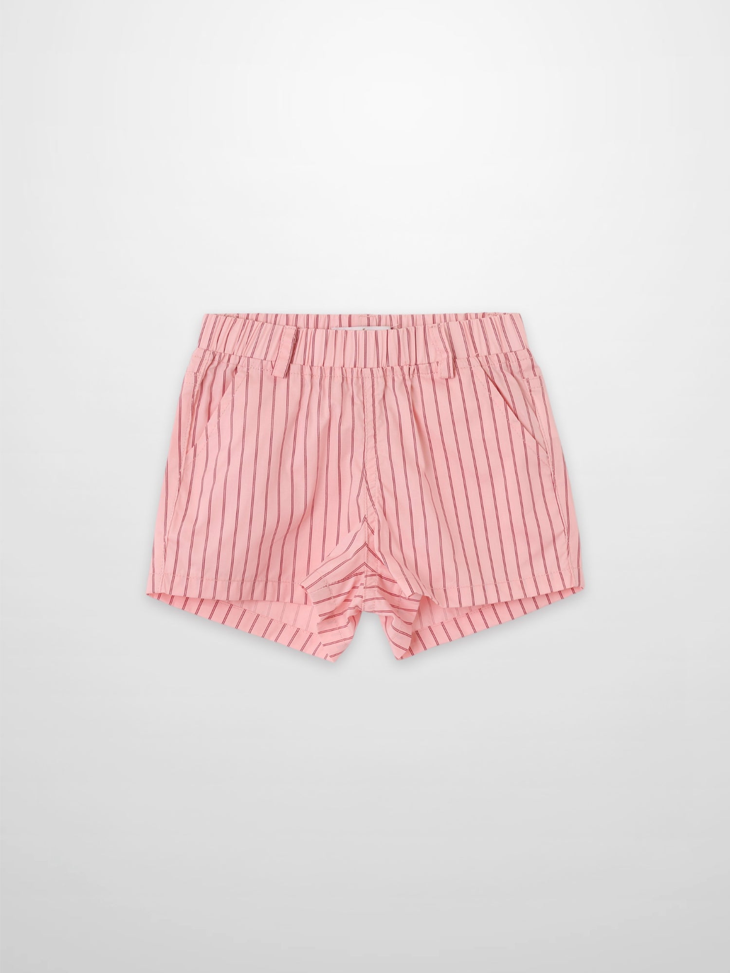Striped pink cotton shorts for girls by Adee with elastic waistband