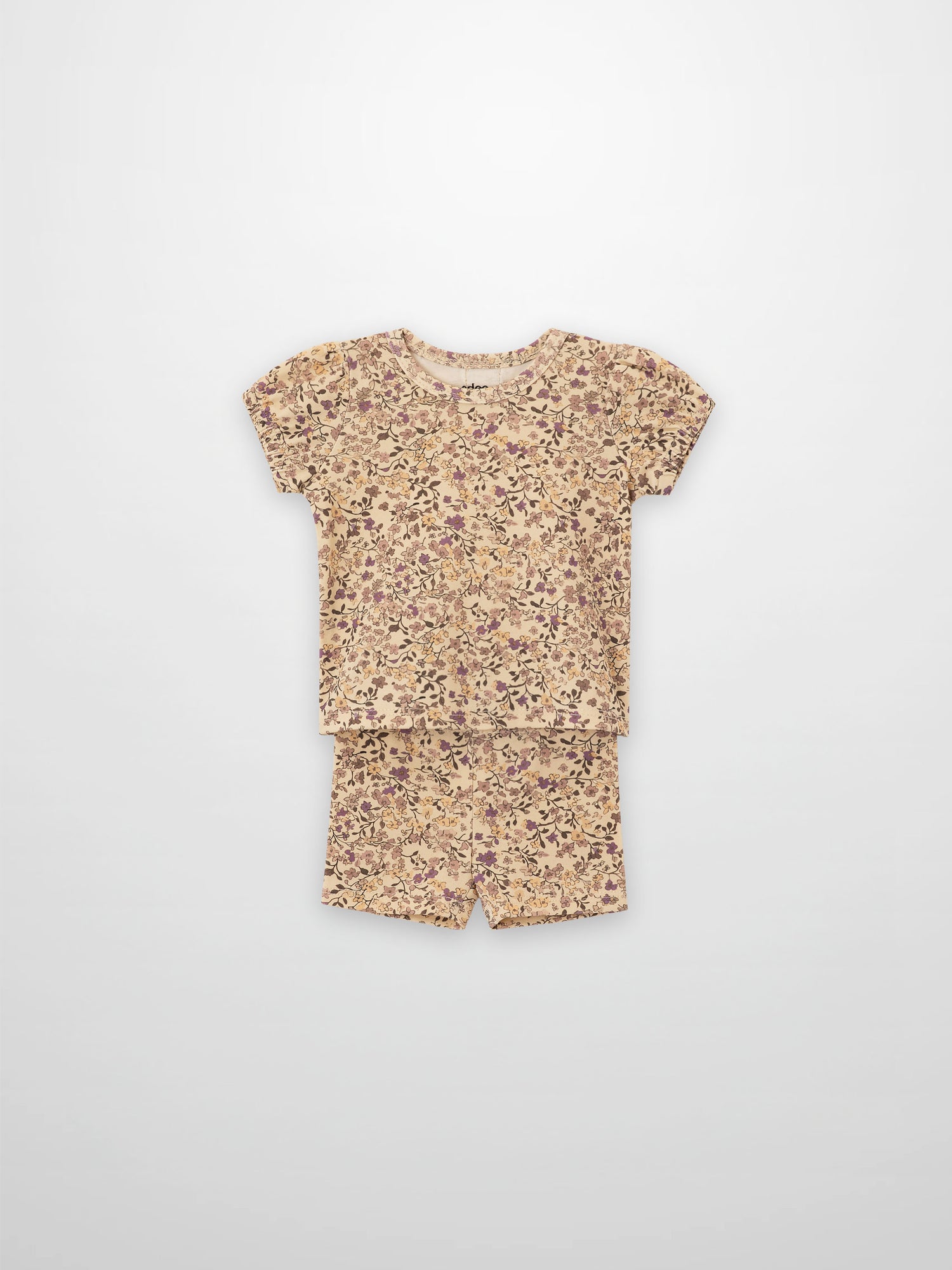 Purple Flower Shorts Set