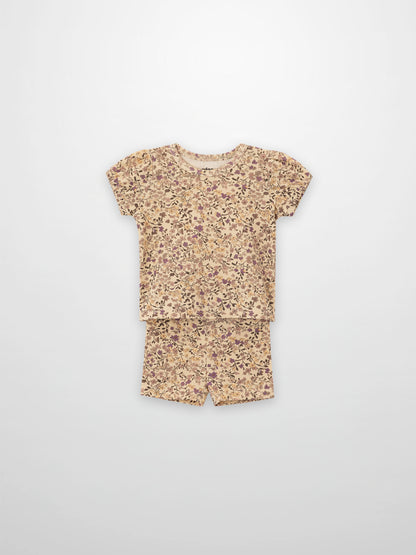 Purple Flower Shorts Set