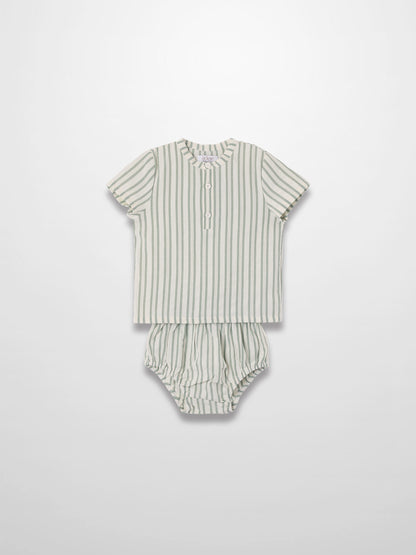 Green Striped Shirt &amp; Bloomers Set