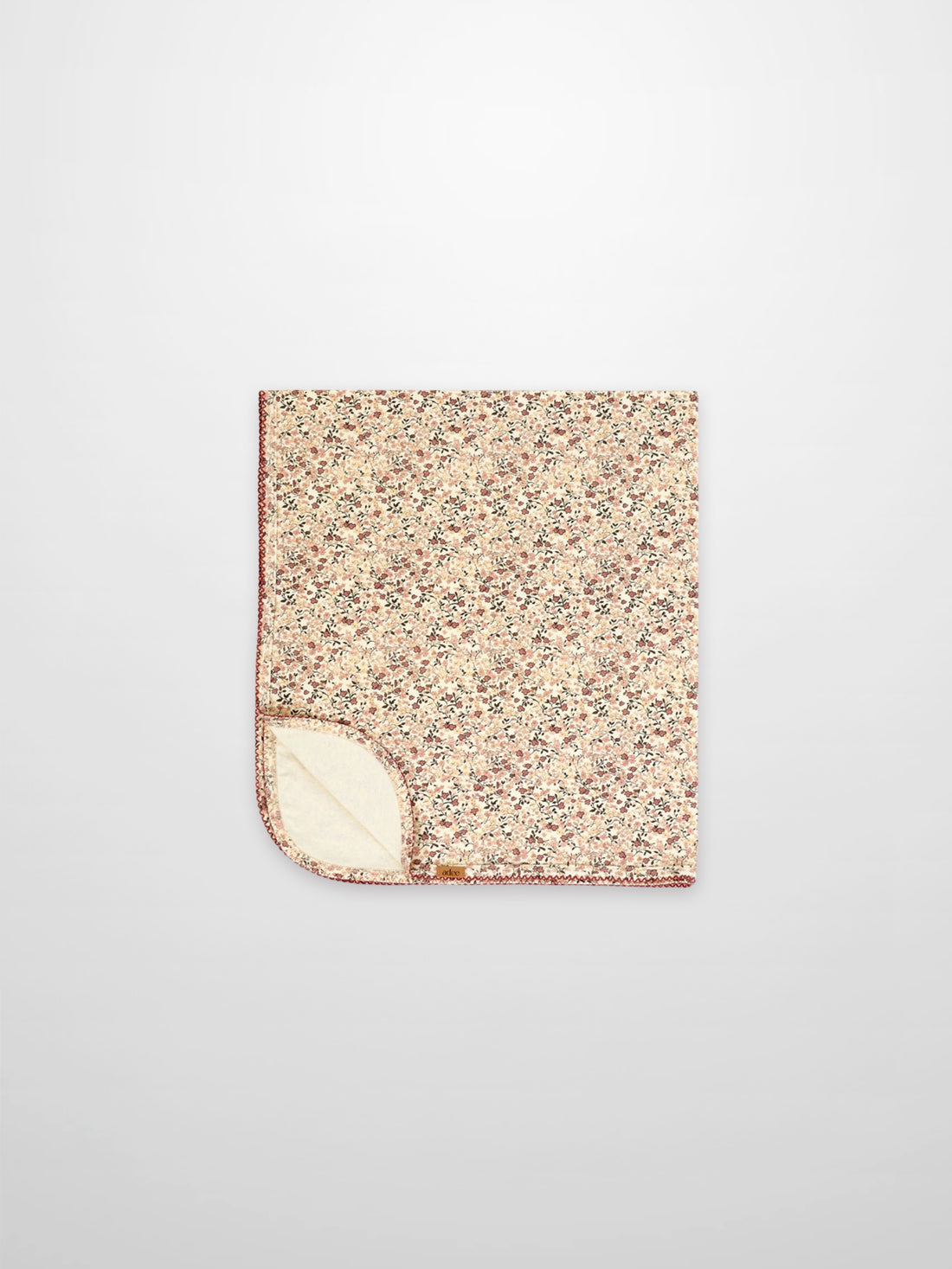 Purple flower swaddle blanket with lace trim by Adee in pastel pinks