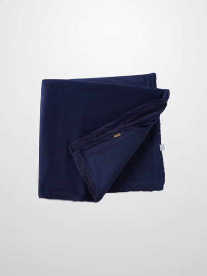 Plush Velour Blanket - Navy by Adee; soft velour with plush trim