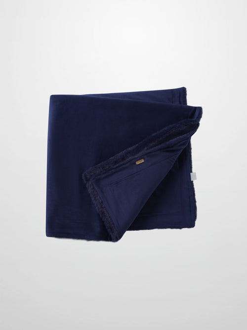 Plush Velour Blanket - Navy by Adee; soft velour with plush trim