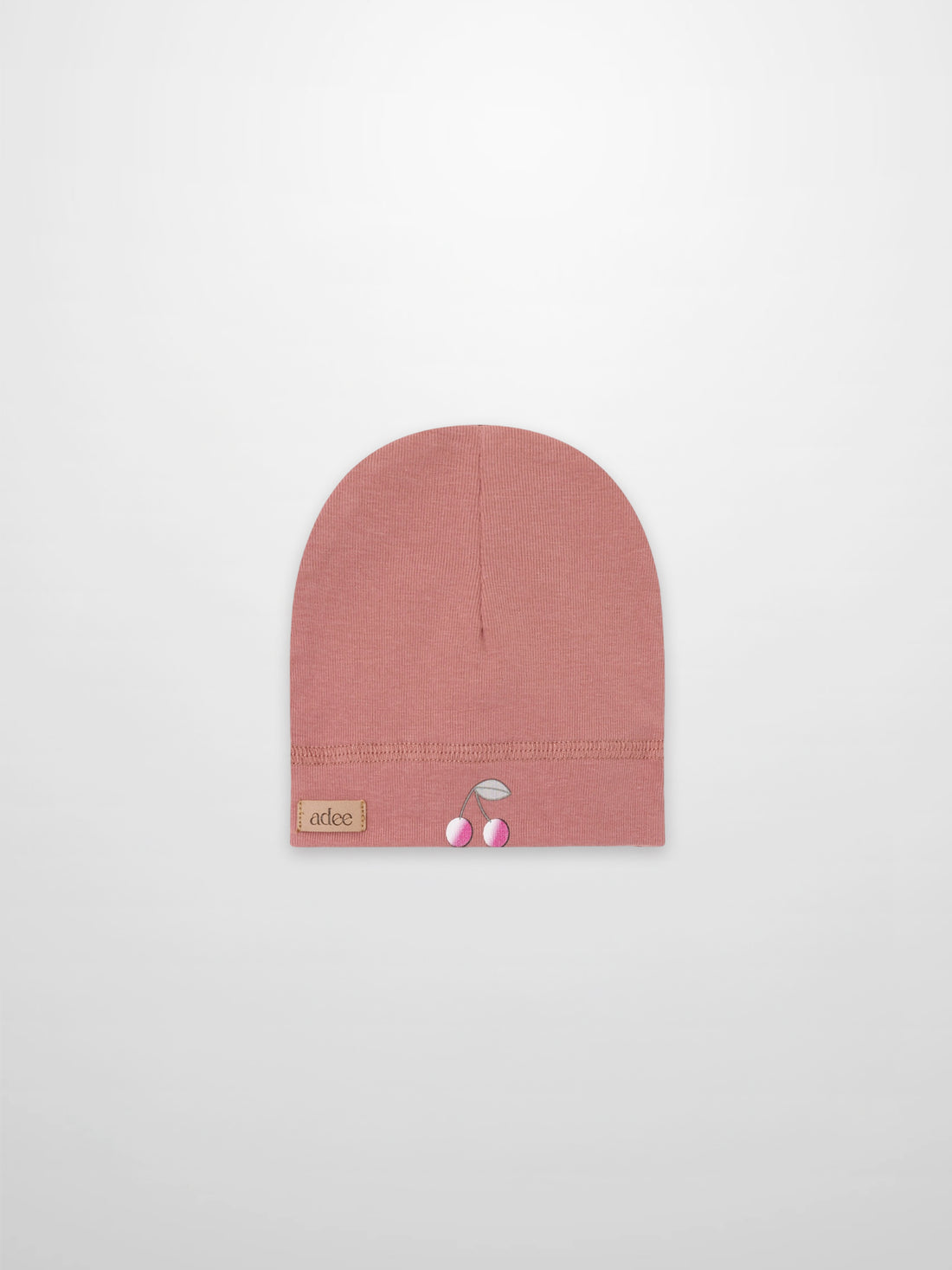 Girls Cherry Frame Hat in muted pink with cherry graphic and Adee patch