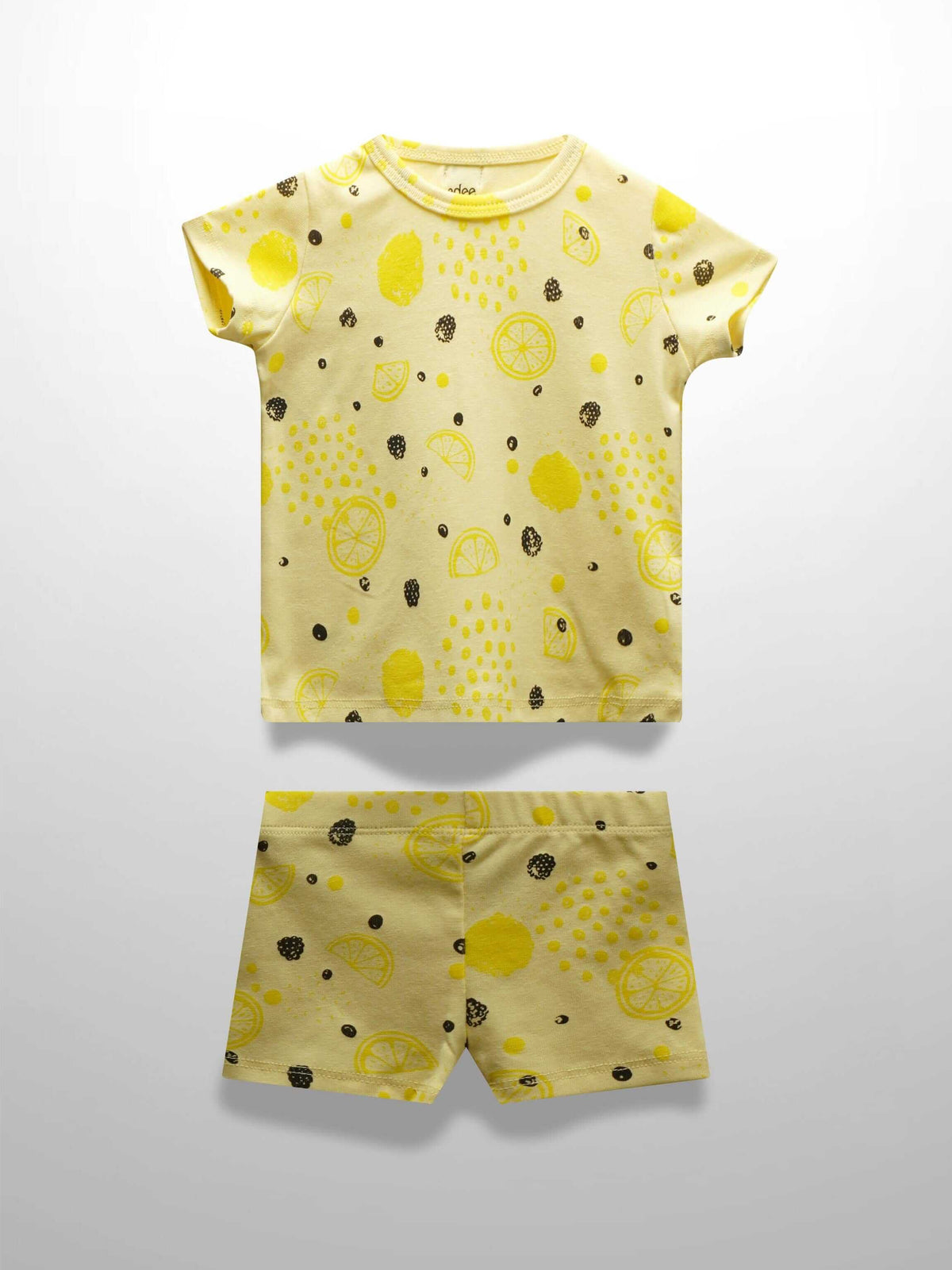 t-shirt and matching shorts, perfect for summer play.