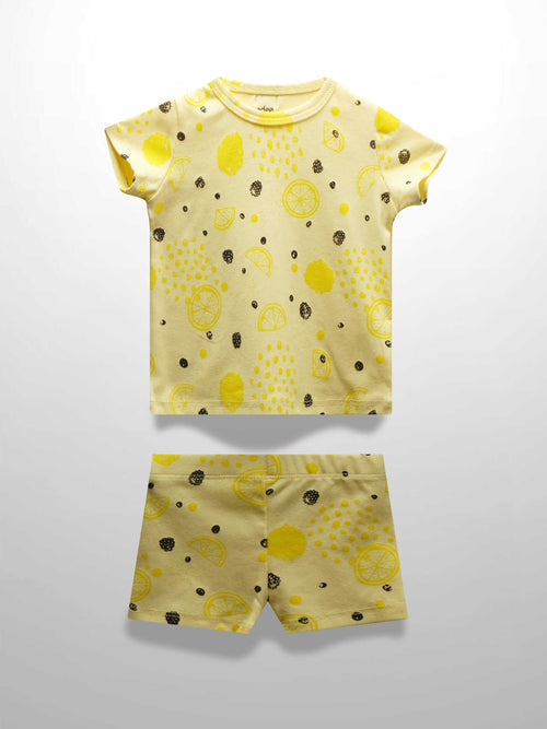 t-shirt and matching shorts, perfect for summer play.