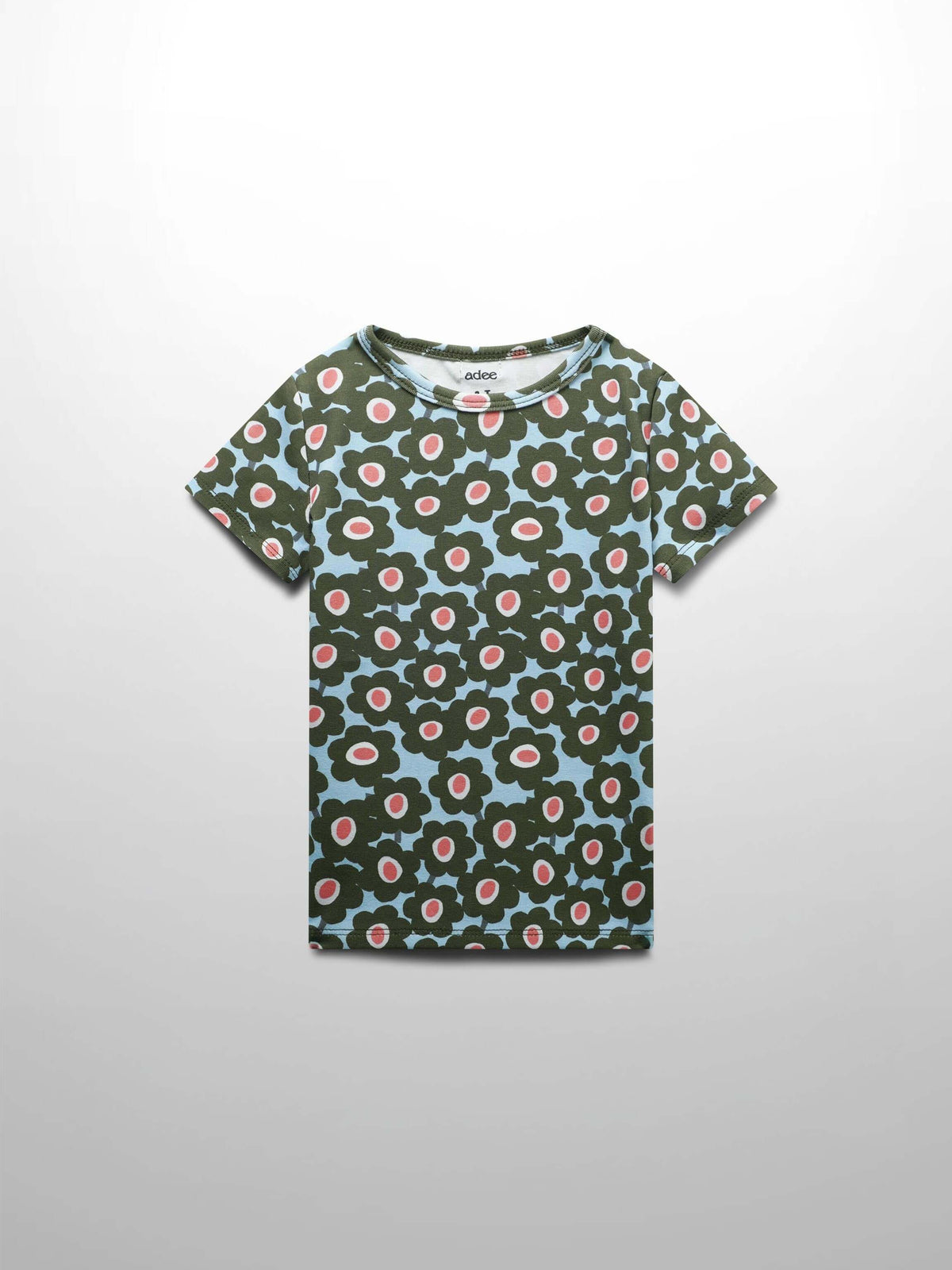 Green flower print girls shirt