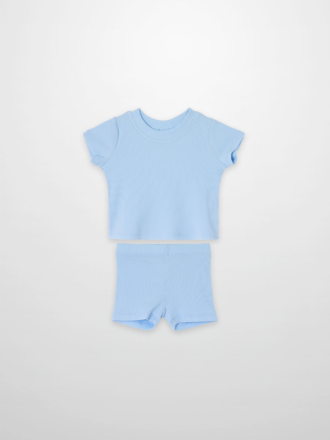 Short Sleeve Boxy T-shirt  &amp; Shorts Set - Light Blue