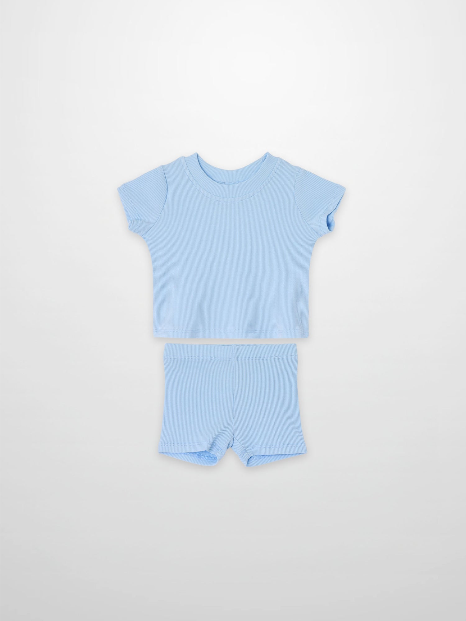 Short Sleeve Boxy T-shirt  &amp; Shorts Set - Light Blue