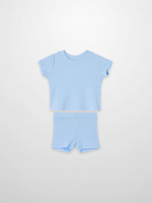 Short Sleeve Boxy T-Shirt &amp; Shorts Set, light blue for little boys by Adee - 2-piece apparel