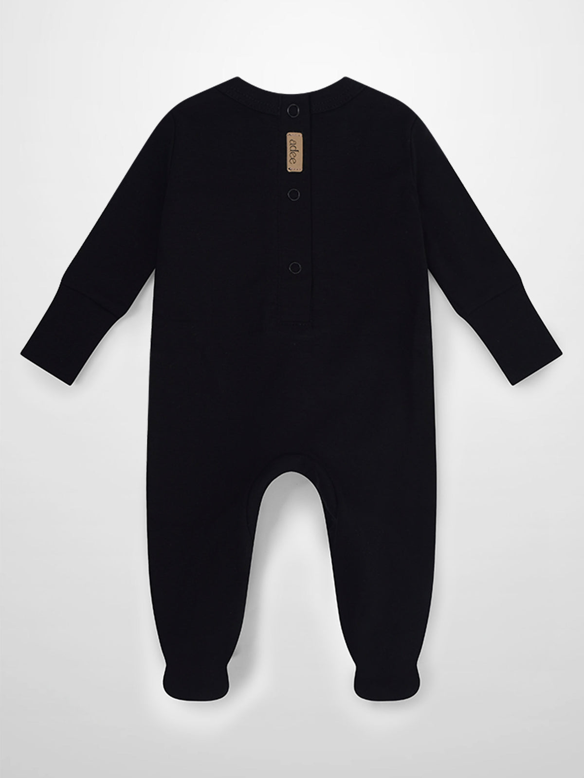 City Stretchy Black unisex jumpsuit footie by Adee with long sleeves