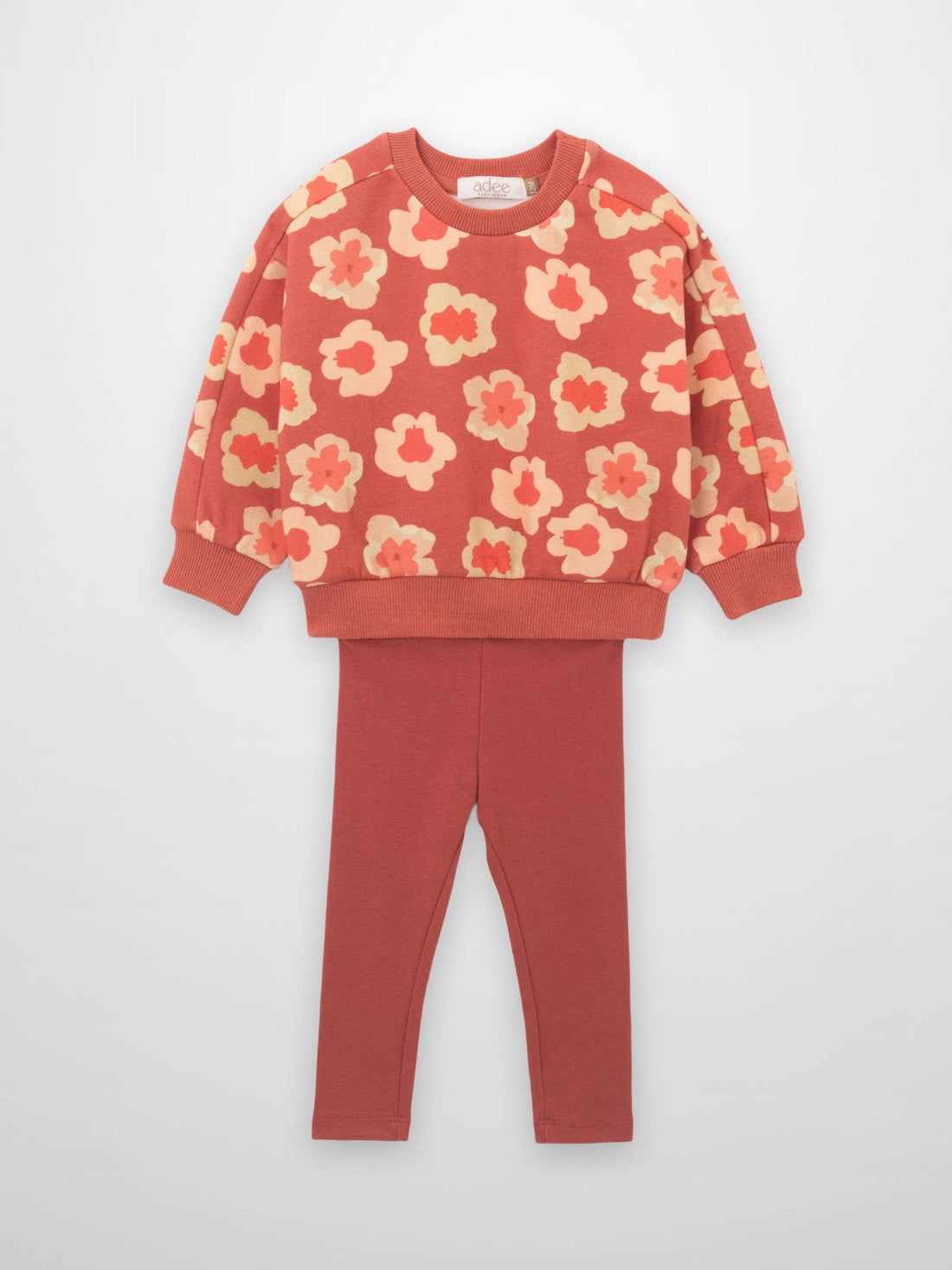 Red Flower Sweatshirt &amp; Leggings Set