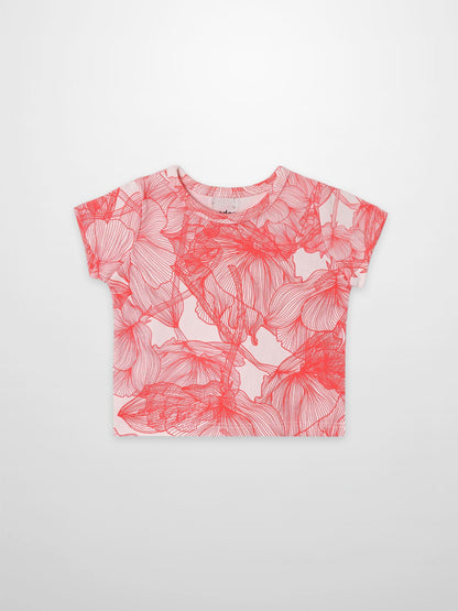 Pink Petal Short Sleeve T-shirt for girls by Adee