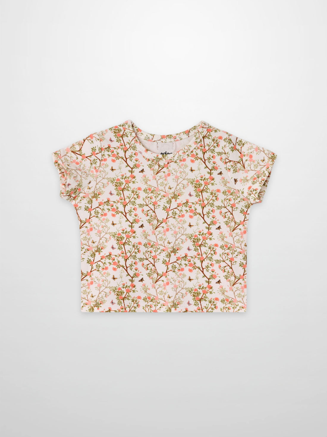 Adee Spring Floral Short Sleeve T-Shirt for girls, pink with a botanical print