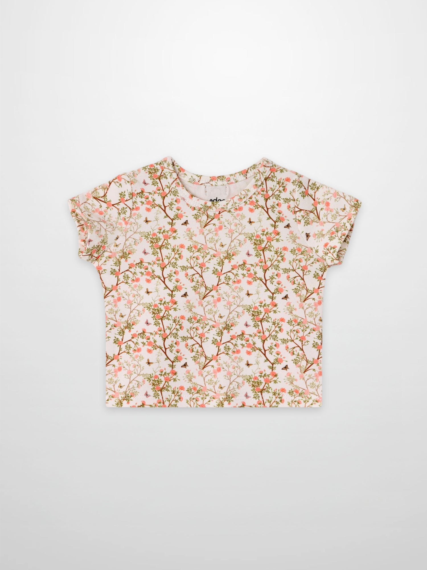 Adee Spring Floral Short Sleeve T-Shirt for girls, pink with a botanical print