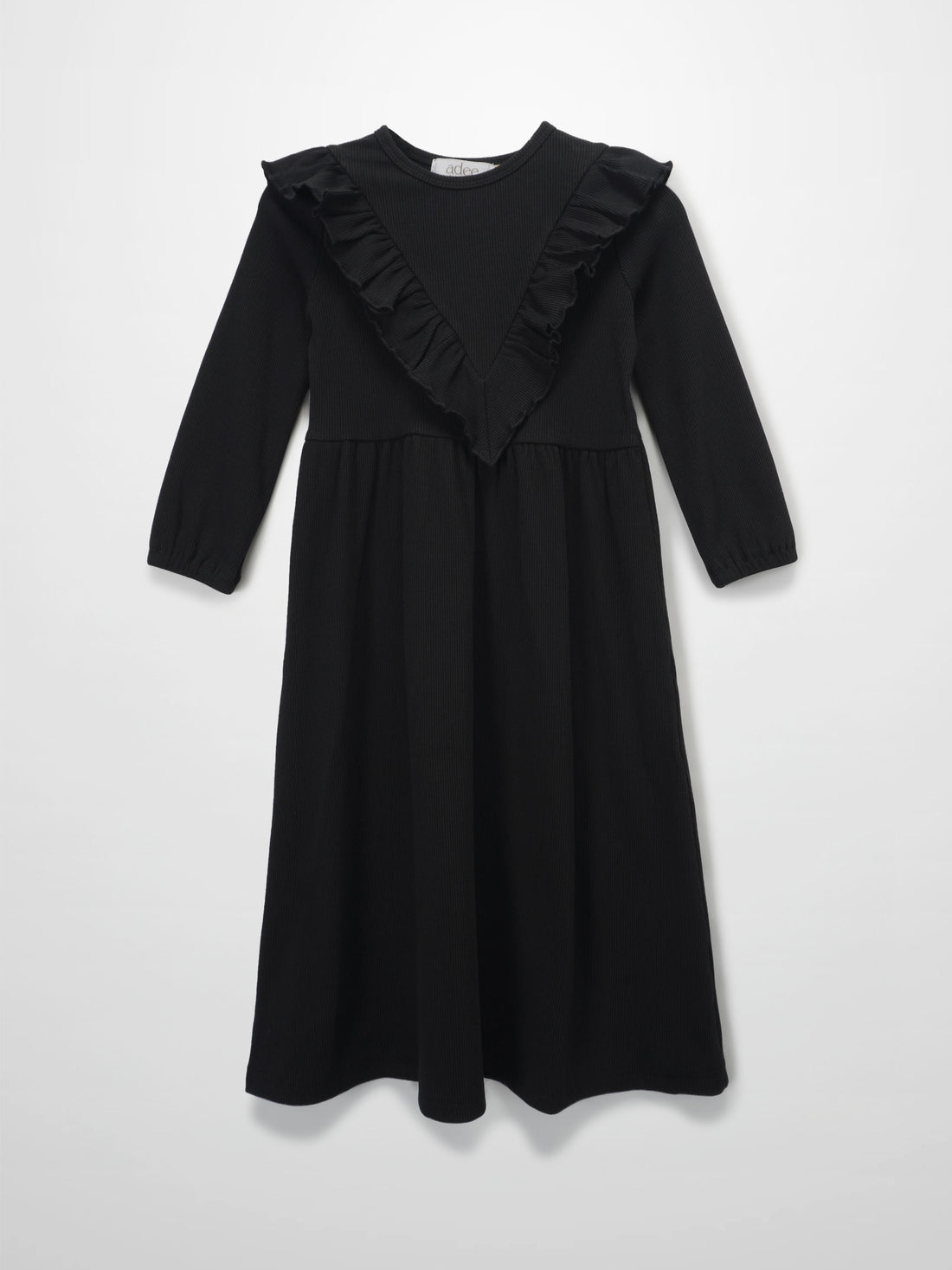 Ruffle V Robe - Black