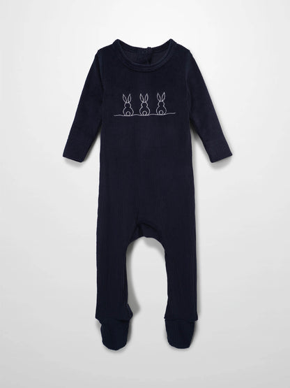 Embroidered Bunny Stretchy - Navy