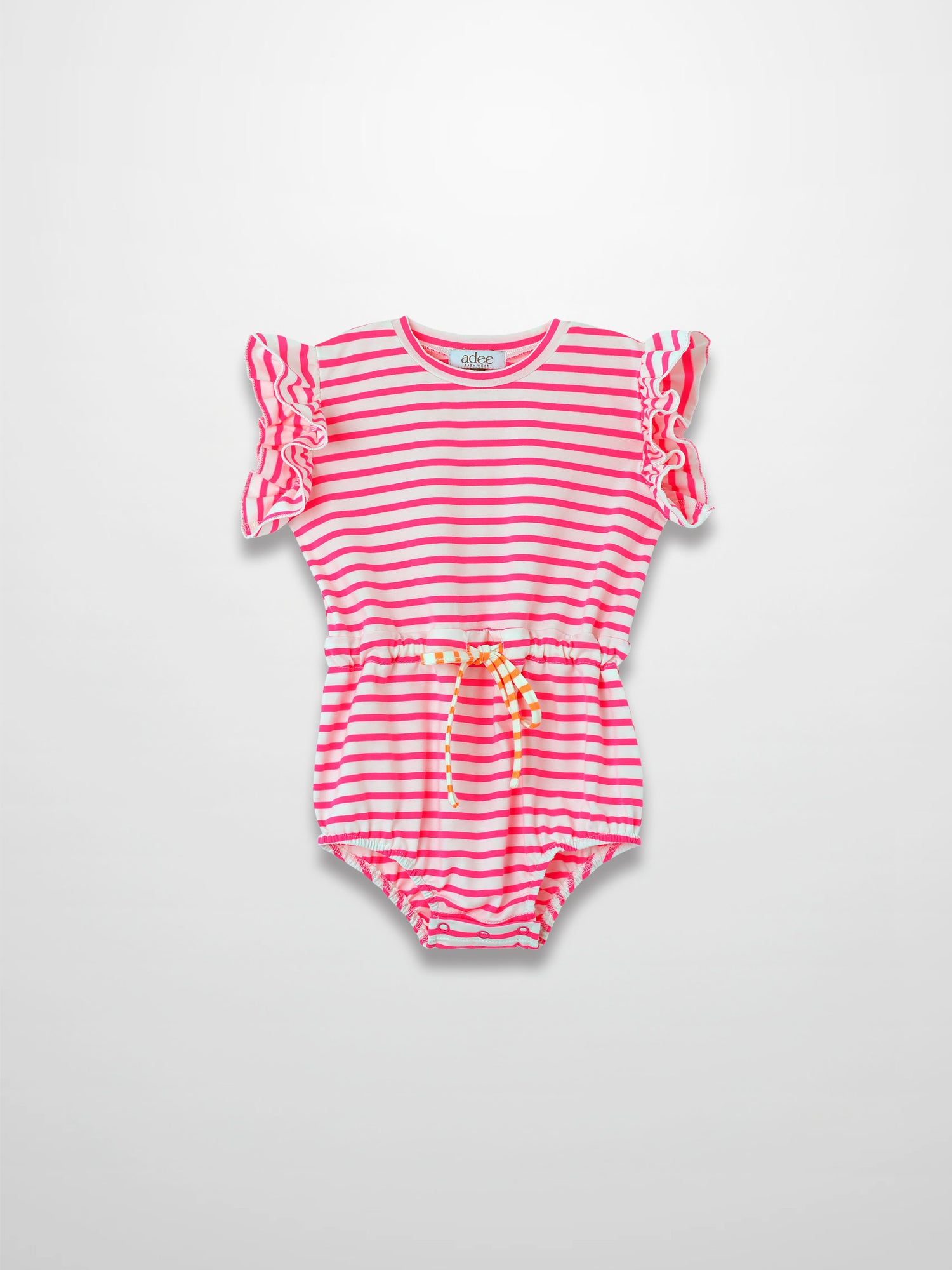 Neon Pink Striped Romper