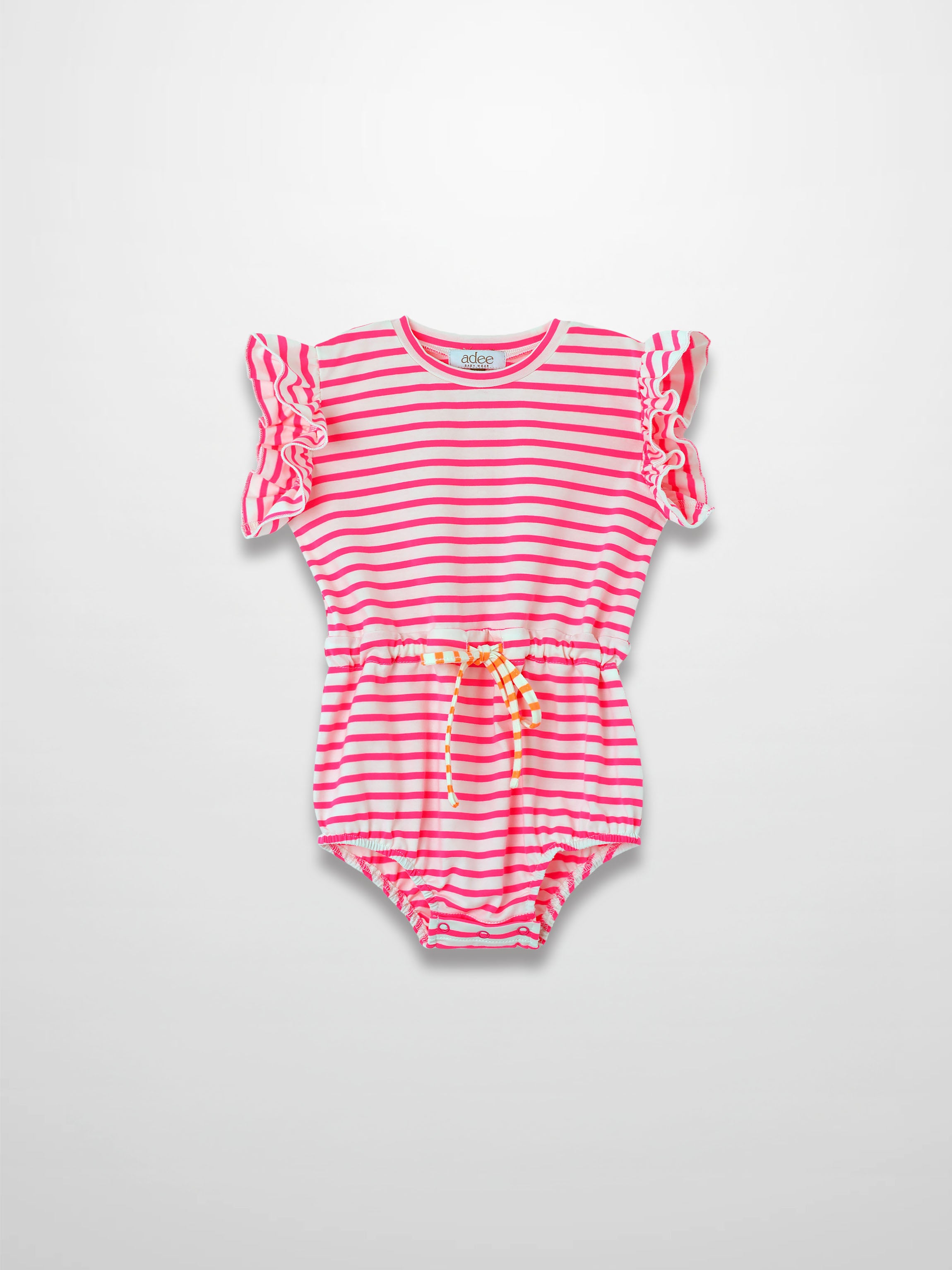 Neon Pink Striped Romper