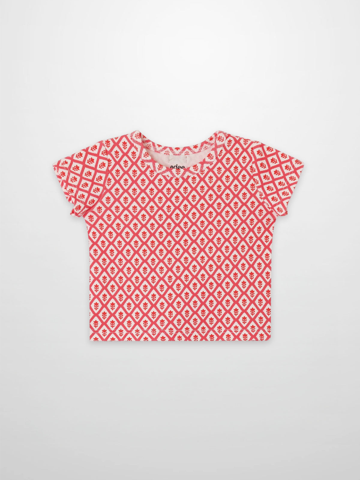 Diamond Flower T-Shirt for girls by Adee, red diamond-pattern short-sleeve top
