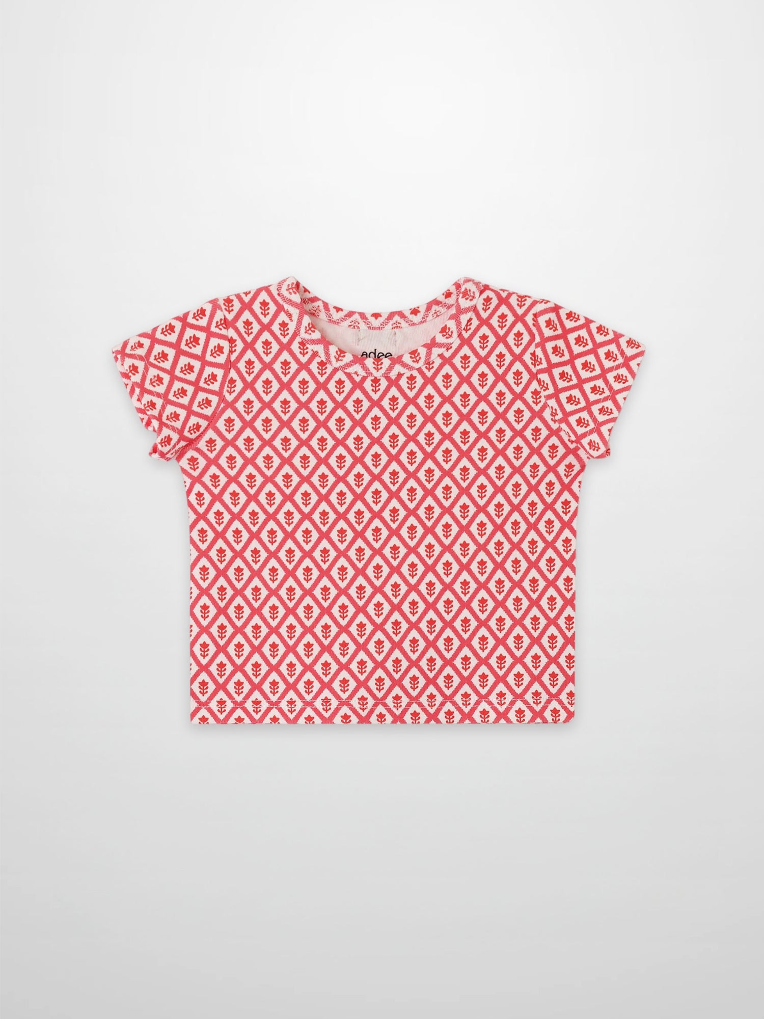 Diamond Flower T-Shirt for girls by Adee, red diamond-pattern short-sleeve top