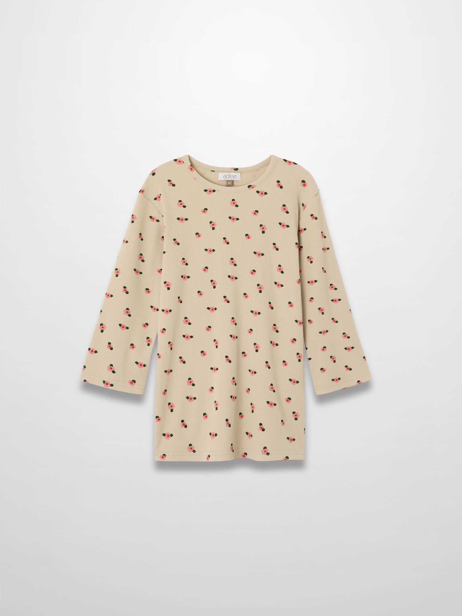 Tan Floral T-shirt - 3/4 Sleeve