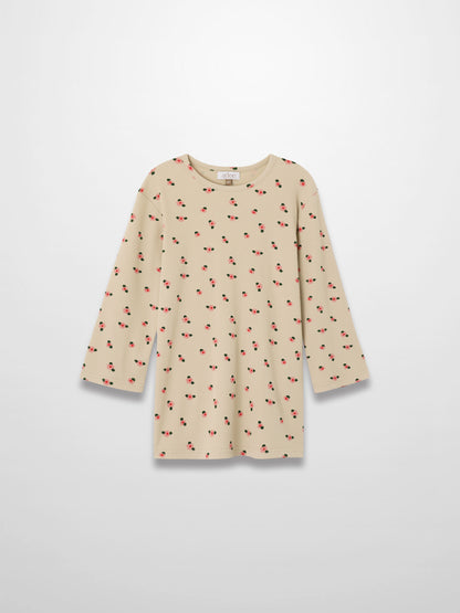 Tan Floral T-shirt - 3/4 Sleeve