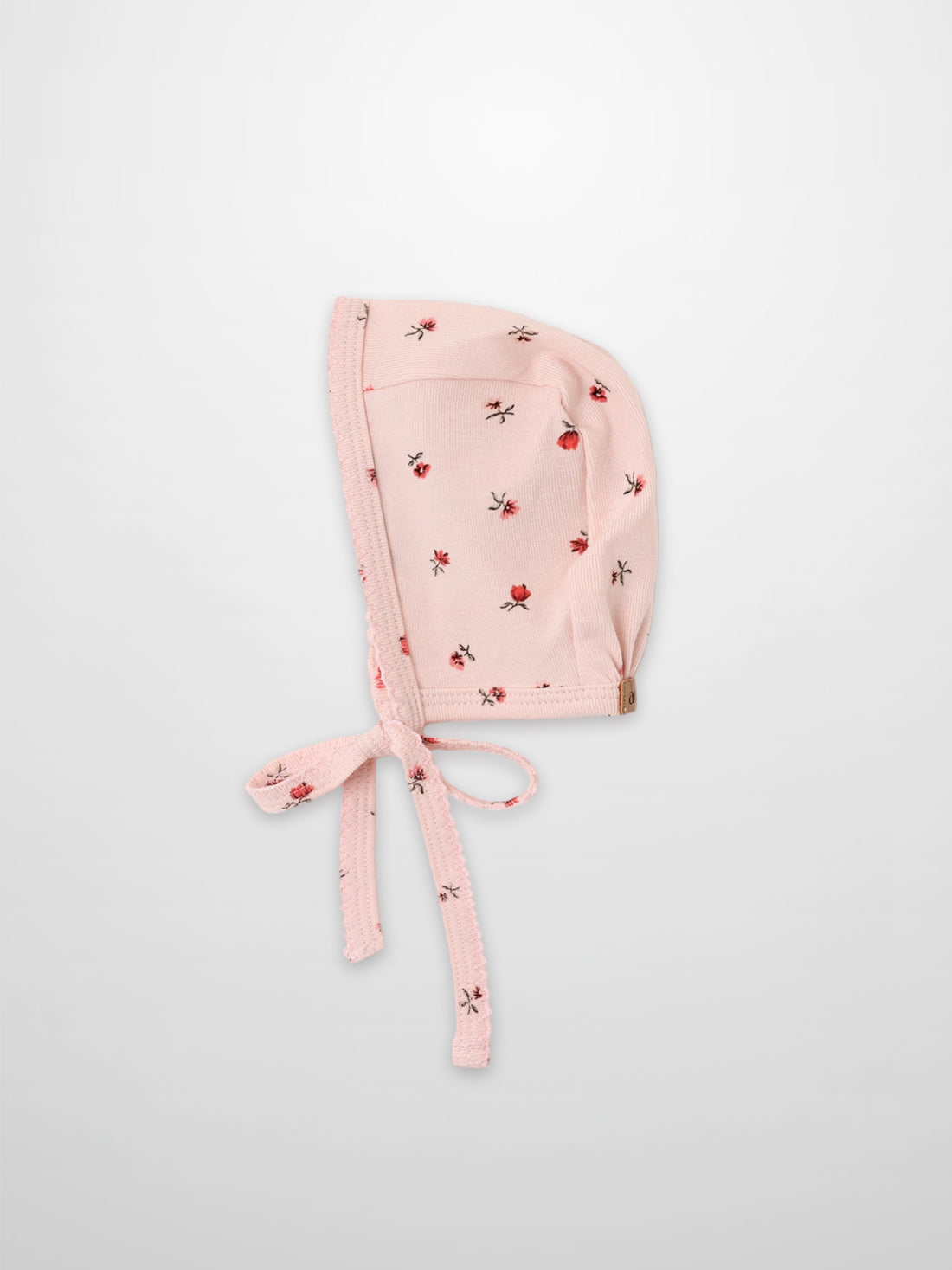 Pink Petal Bonnet by Adee, for Girls, floral knit with soft ties