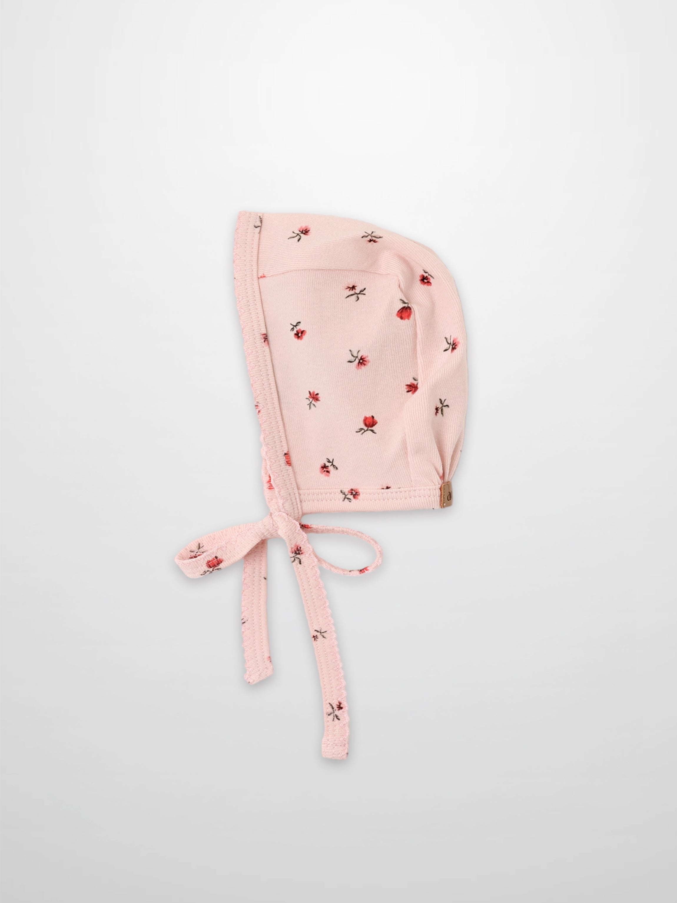 Pink Petal Bonnet by Adee, for Girls, floral knit with soft ties