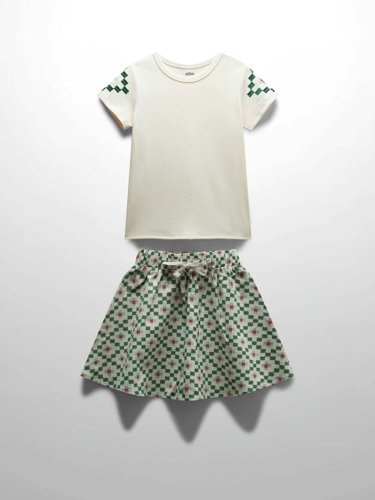 Girls Green Diamond Skirt Set