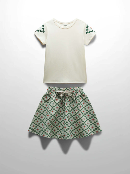 Girls Green Diamond Skirt Set