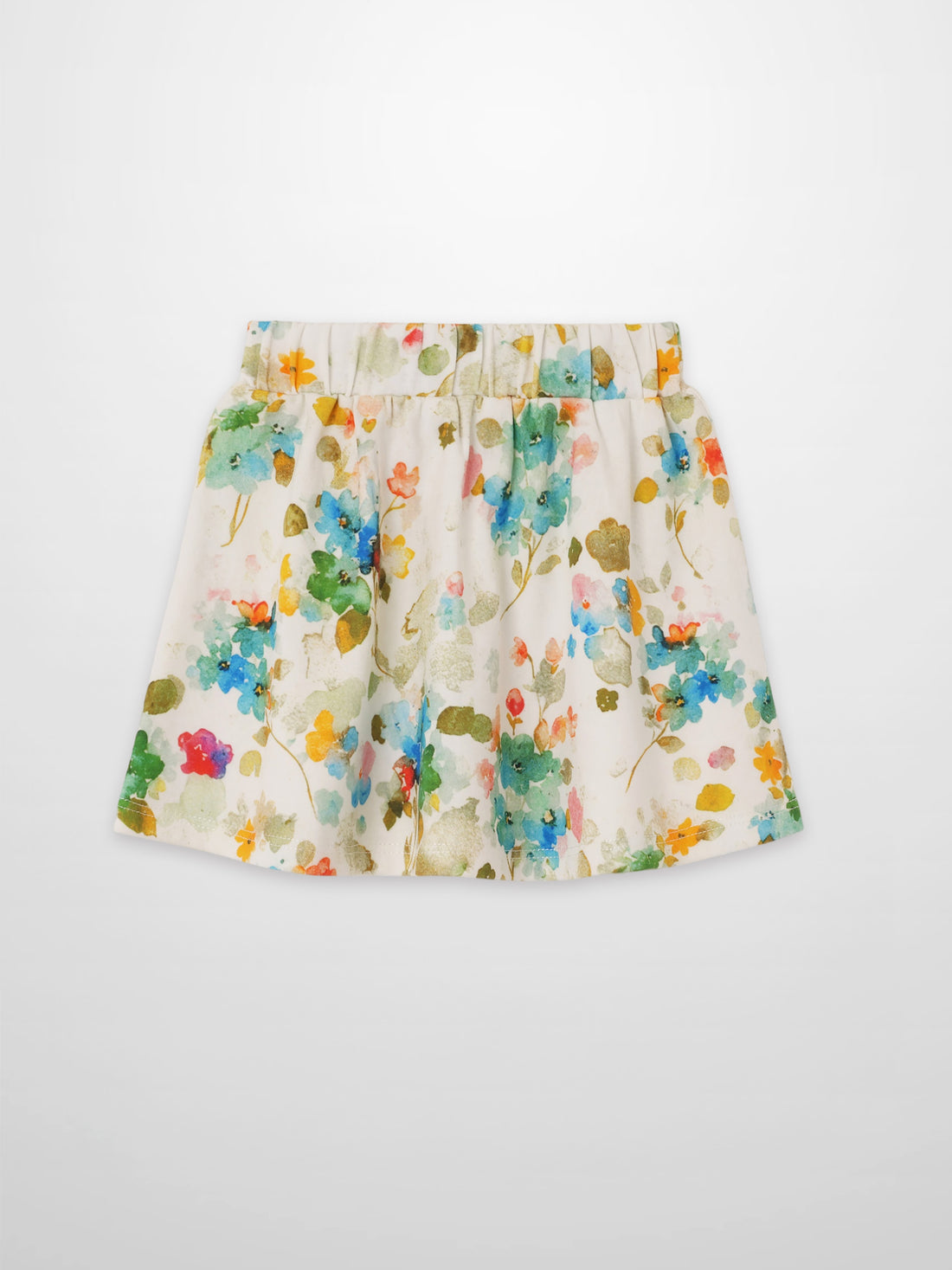 Pastel Flower Skirt by Adee for girls with an elastic waistband and watercolor floral print.