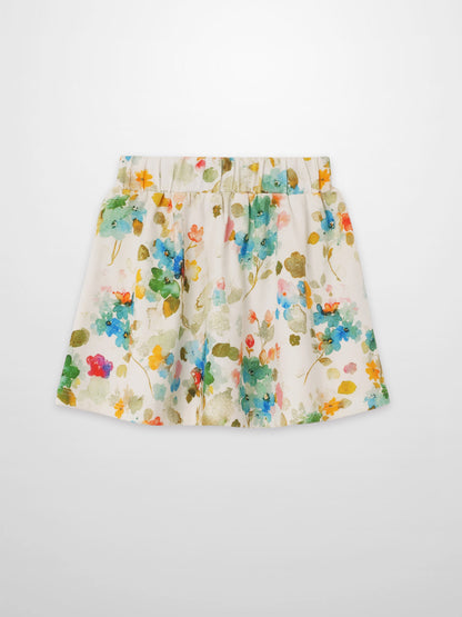 Pastel Flower Skirt by Adee for girls with an elastic waistband and watercolor floral print.