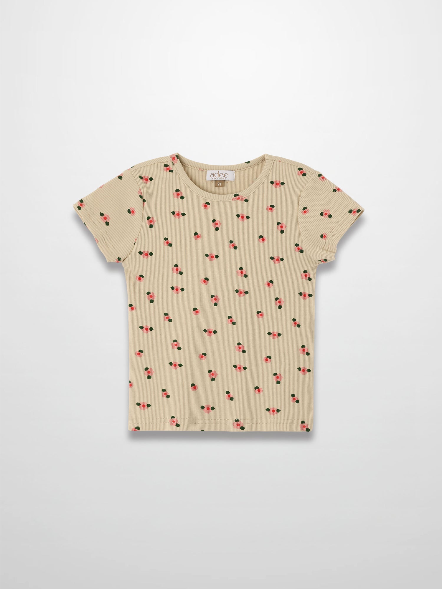 Tan Floral T-shirt - Short Sleeve