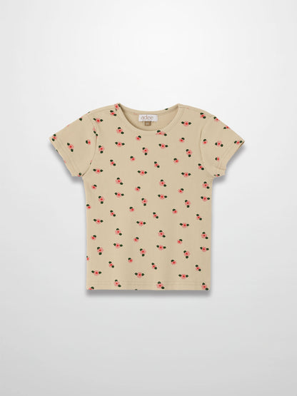 Tan Floral T-shirt - Short Sleeve