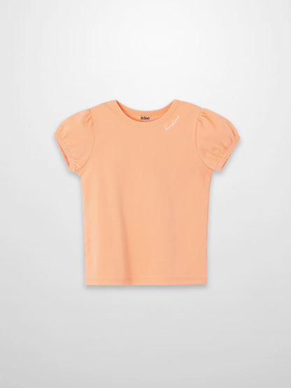 Short Puff Sleeve T-shirt - Peach