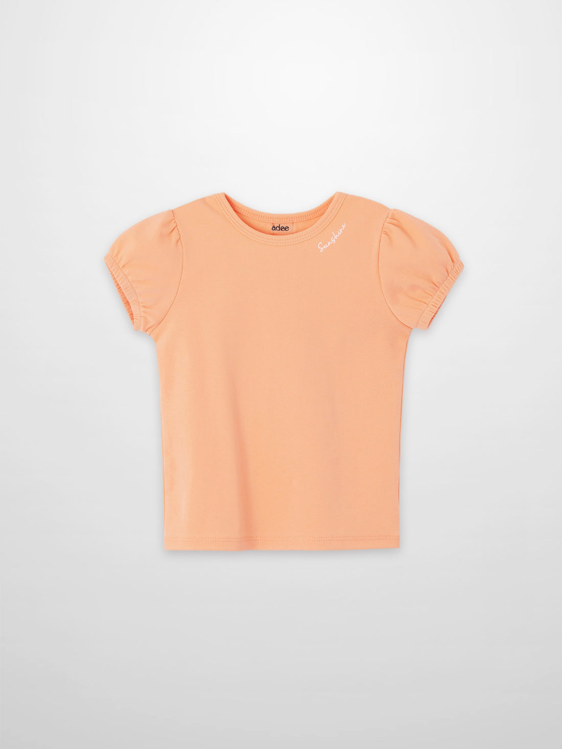 Adee Short Puff Sleeve T-shirt in peach for girls