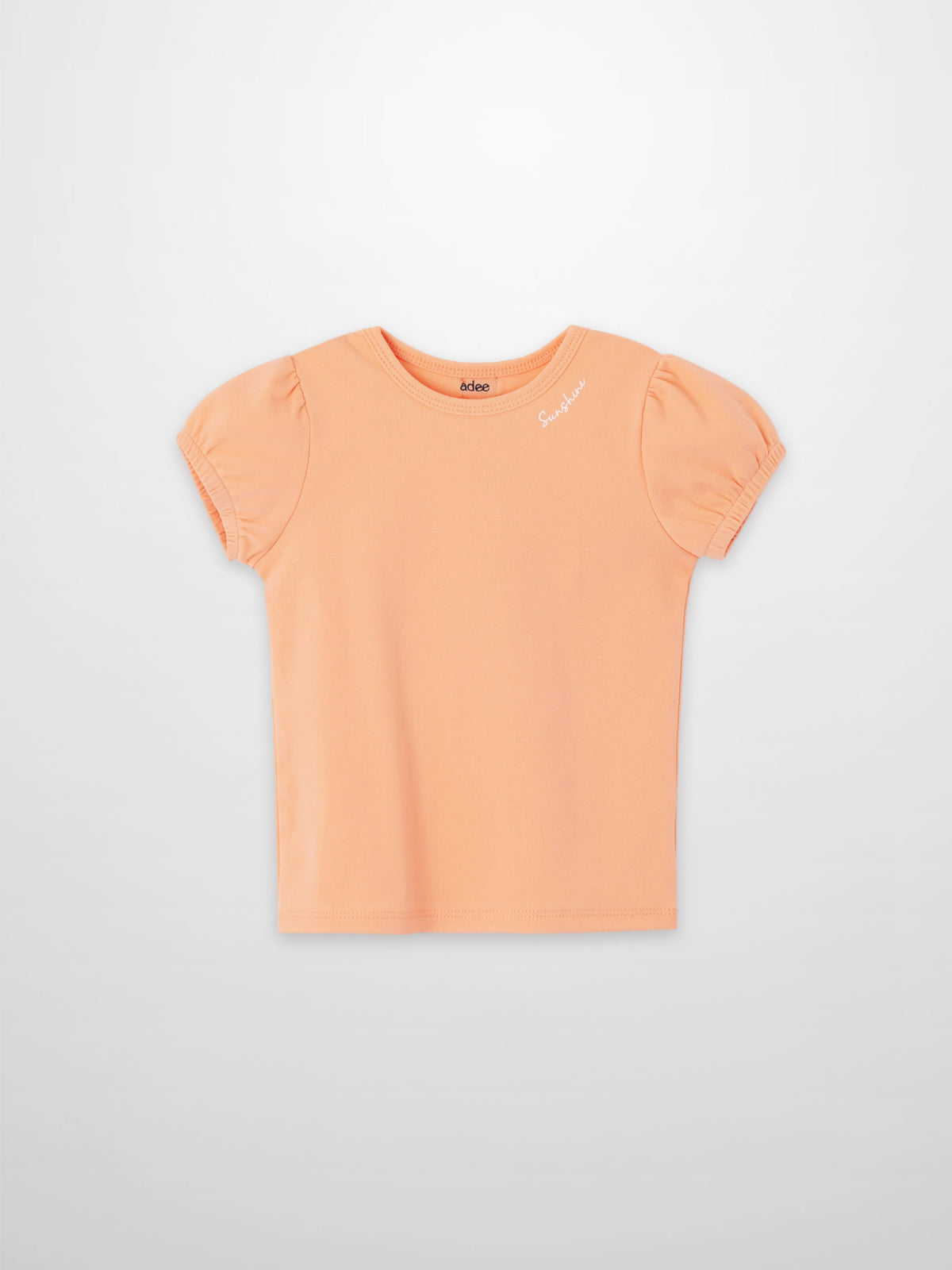 Adee Short Puff Sleeve T-shirt in peach for girls