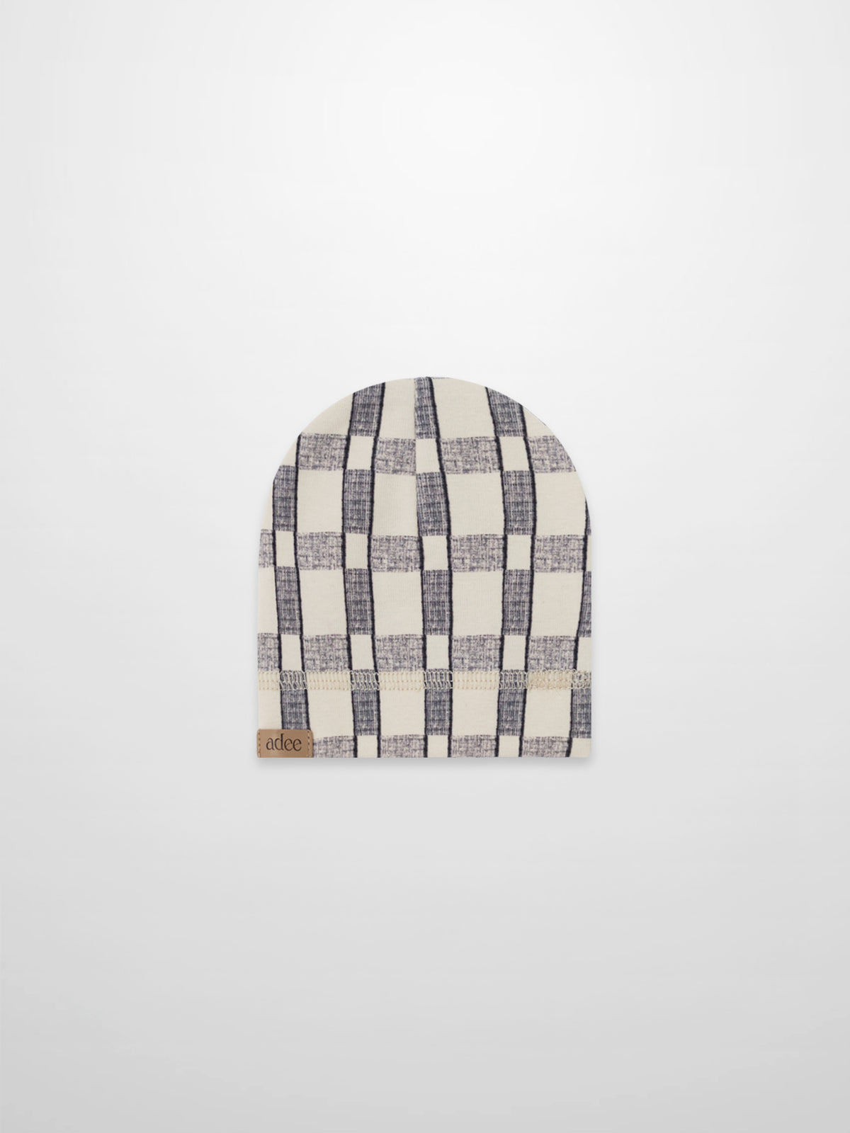 Adee baby boy beanie hat with checkered blue pattern