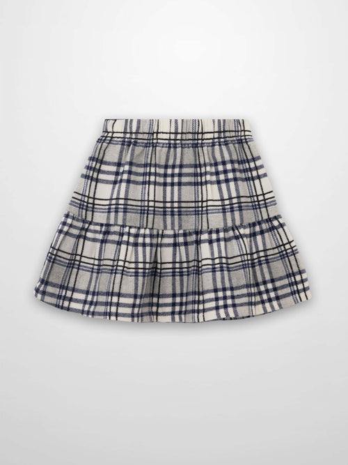 Adee Plaid Skirt - Blue, girls dressy skirt with blue and white plaid pattern