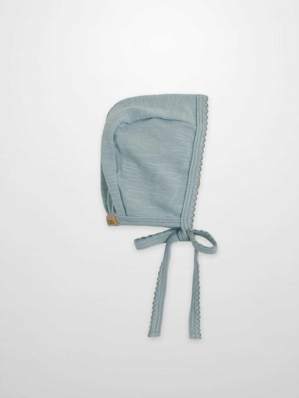 Blue Scalloped Bonnet by Adee for baby boys with ties