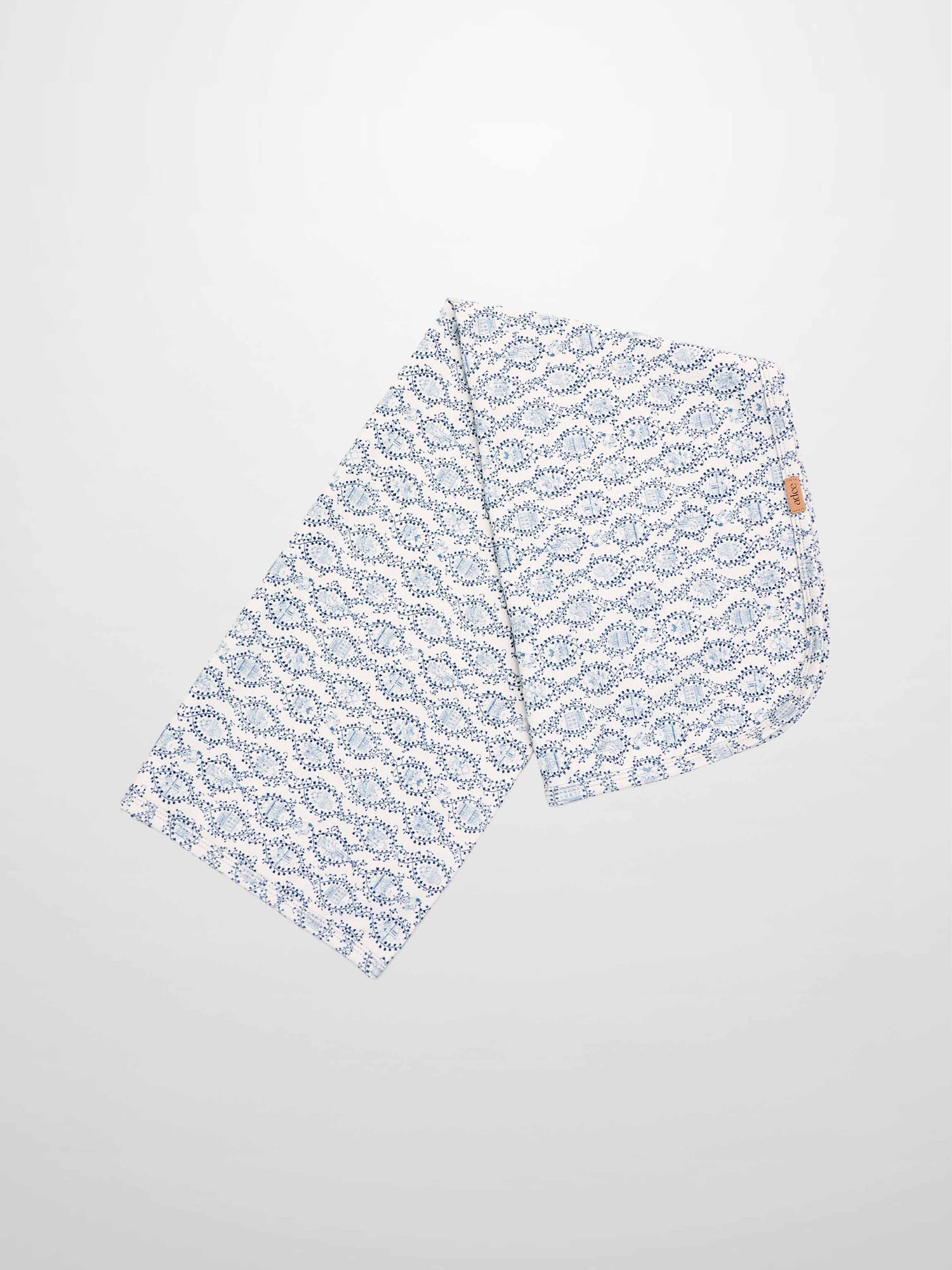 Blue Charm Blanket, Adee boys swaddle blanket with a dark blue vine pattern.