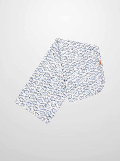 Blue Charm Blanket, Adee boys swaddle blanket with a dark blue vine pattern.