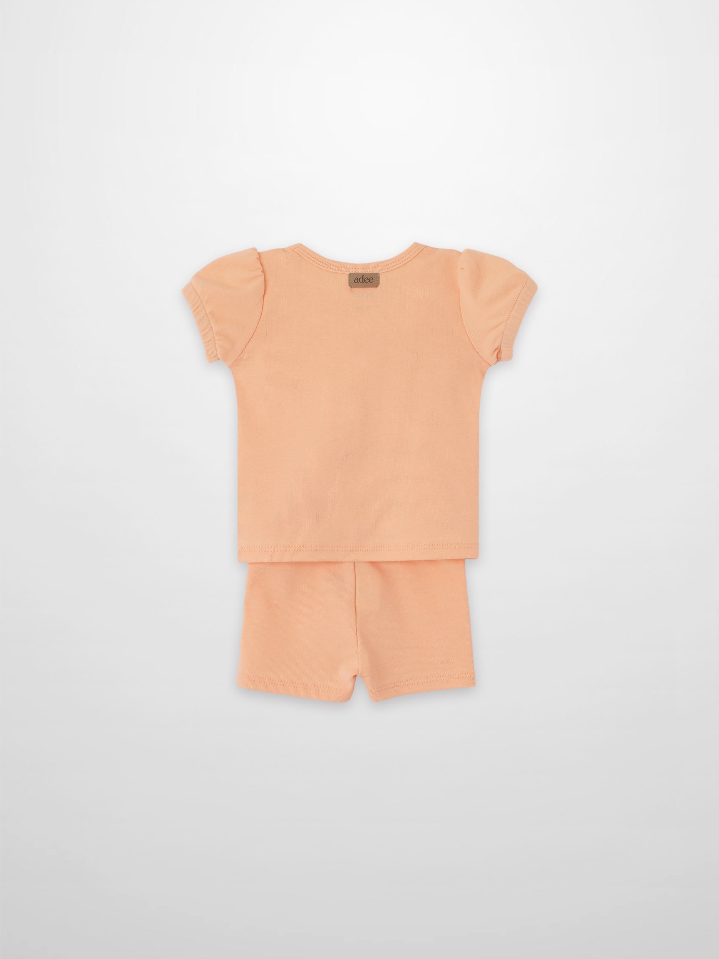 2-piece Short Puff Sleeve T-shirt &amp; Shorts Set in peach for little girls by Adee
